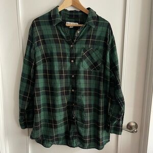 Ava + Viv Green and Black Plaid Tunic Shirt, Plus Size 2X